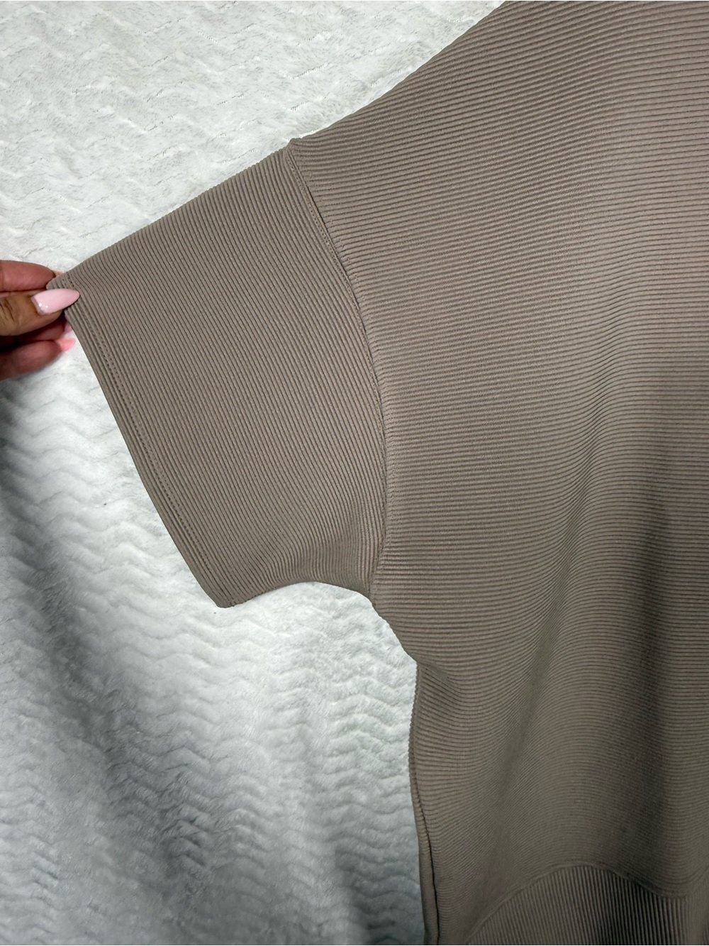 Zenana Outfitters Taupe Ribbed Neck Lounge Top & Bottom. Size Large 🧡 - Picture 7 of 17